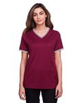 Women's CrownLux Performance® Plaited Tipped V-Neck Shirt