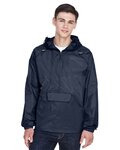 Quarter-Zip Hooded Pullover Pack Away Jacket