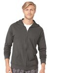 Unisex Sueded Long Sleeve Hooded Full Zip T-Shirt