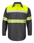 Men's Tall Hi-Visibility Colorblock Ripstop Long Sleeve Work Shirt