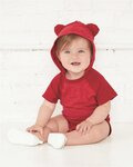 Infant Fine Jersey Raglan Bodysuit with Hood & Ears