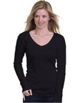 Women's USA-Made Deep V-Neck Long Sleeve T-Shirt