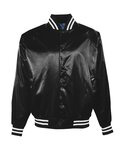 Unisex Satin Baseball Jacket Striped Trim