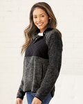 Women's Quilted Fuzzy Fleece Snap Placket Pullover