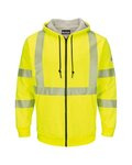 Men's Hi-Visibility Zip-Front Hooded Fleece Sweatshirt with Waffle Lining